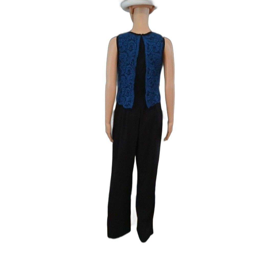 New York & Co Wide Leg Jumper Romper Side Pockets Zip Back Retro Classy Size 2 - Picture 3 of 9